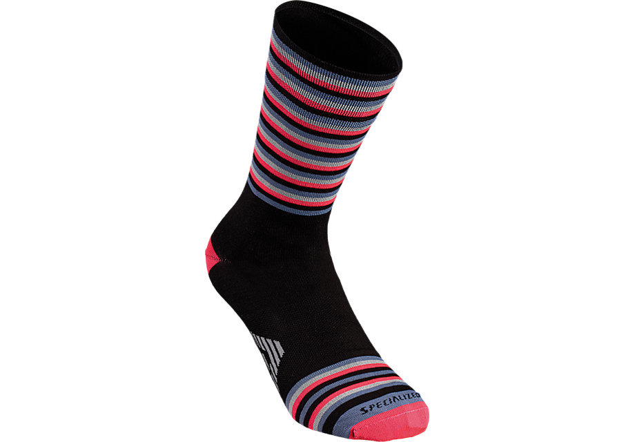 Ponožky SPECIALIZED FULL STRIPE SOCK - M, black/acid red