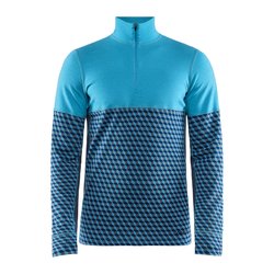 Tričko CRAFT MERINO 240 3/4 ZIP dl.rukáv - M, lazer/asphalt